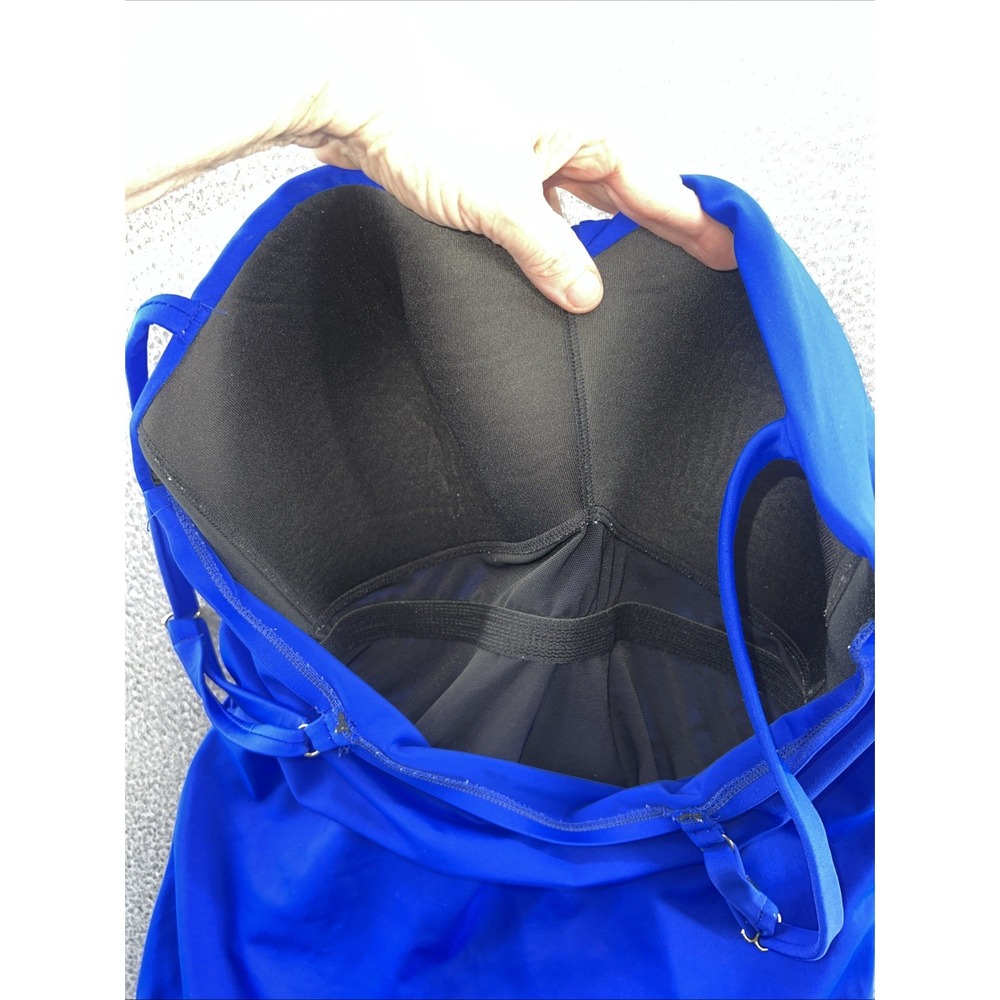 Inches Away Swimsuit Womens Sz 16 Blue One Piece Ruched Sliming Lined - Picture 7 of 11